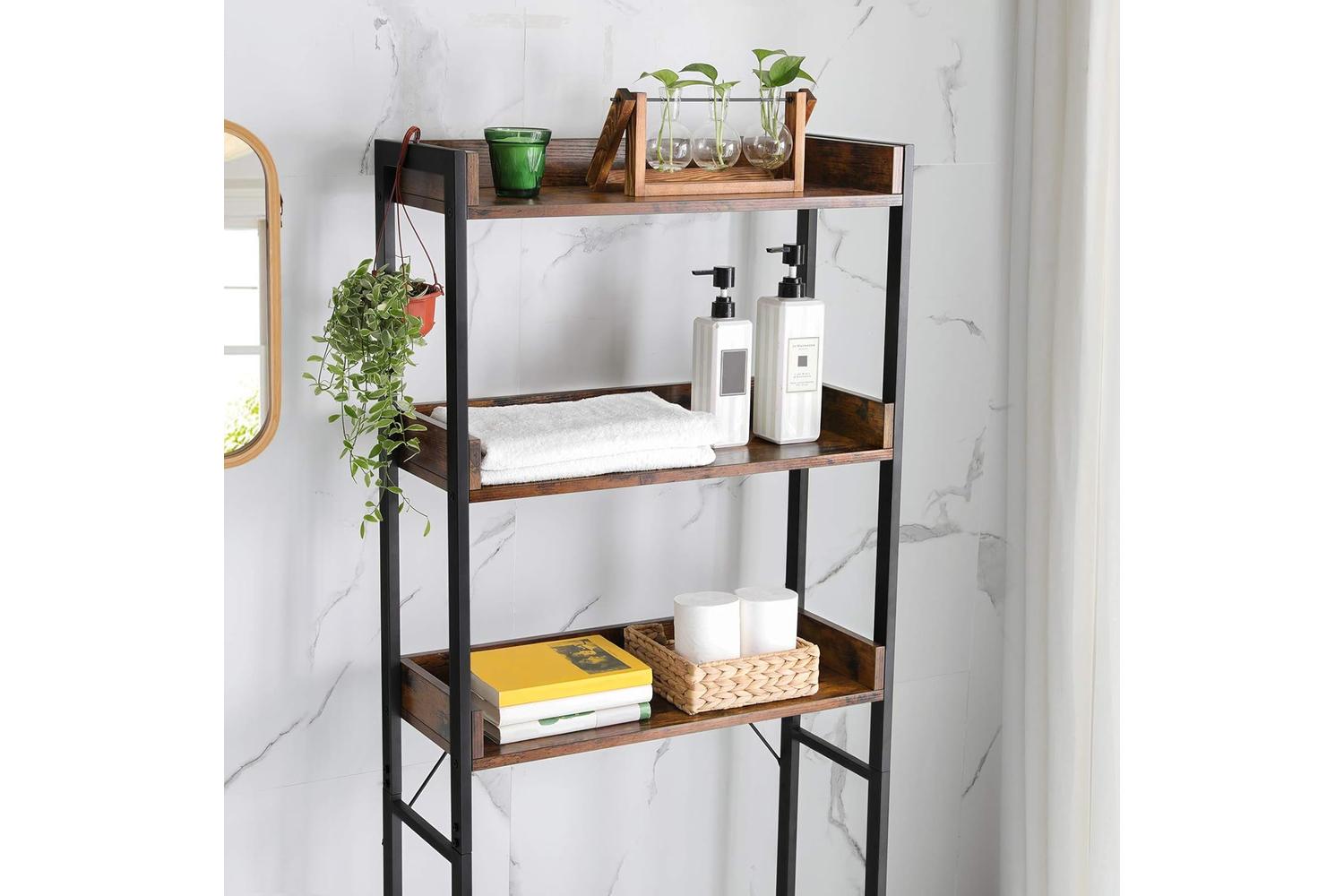 Vasagle BTS002B01 Toilet Shelf Bathroom | Vintage Brown Black-6