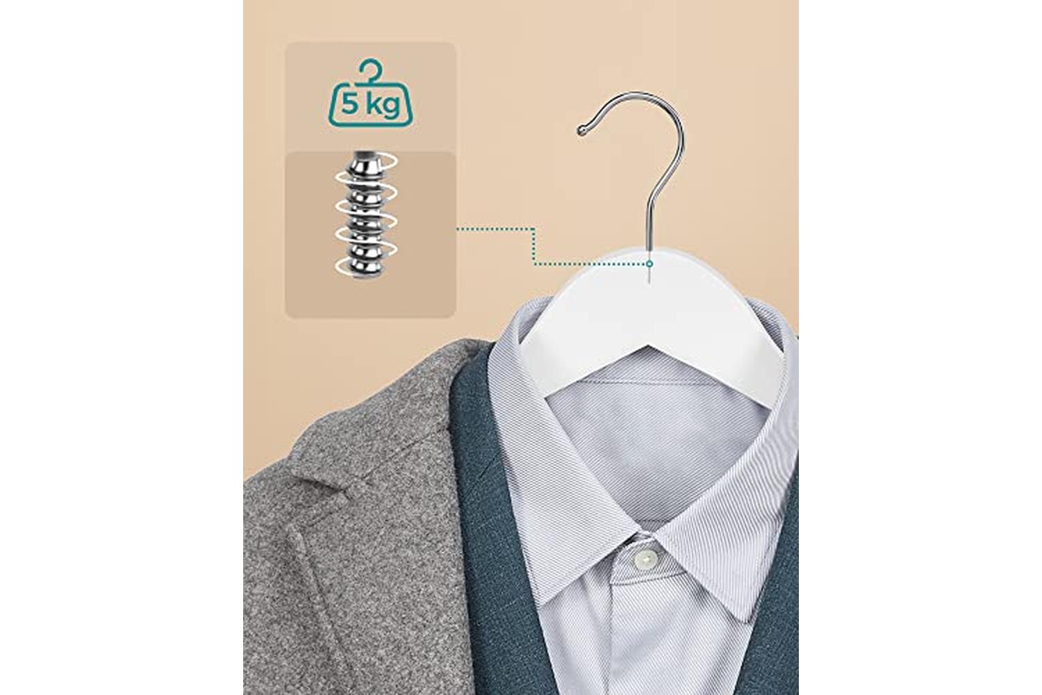 Songmics CRW03W10 Hanger with Trouser Bar | 10 Pieces | White-4