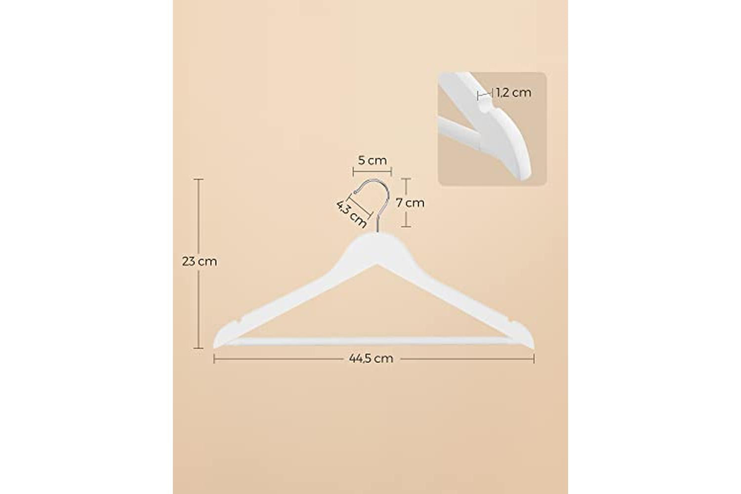 Songmics CRW03W-20 Maple Wood Coat Hanger | 20 Pieces | White-5