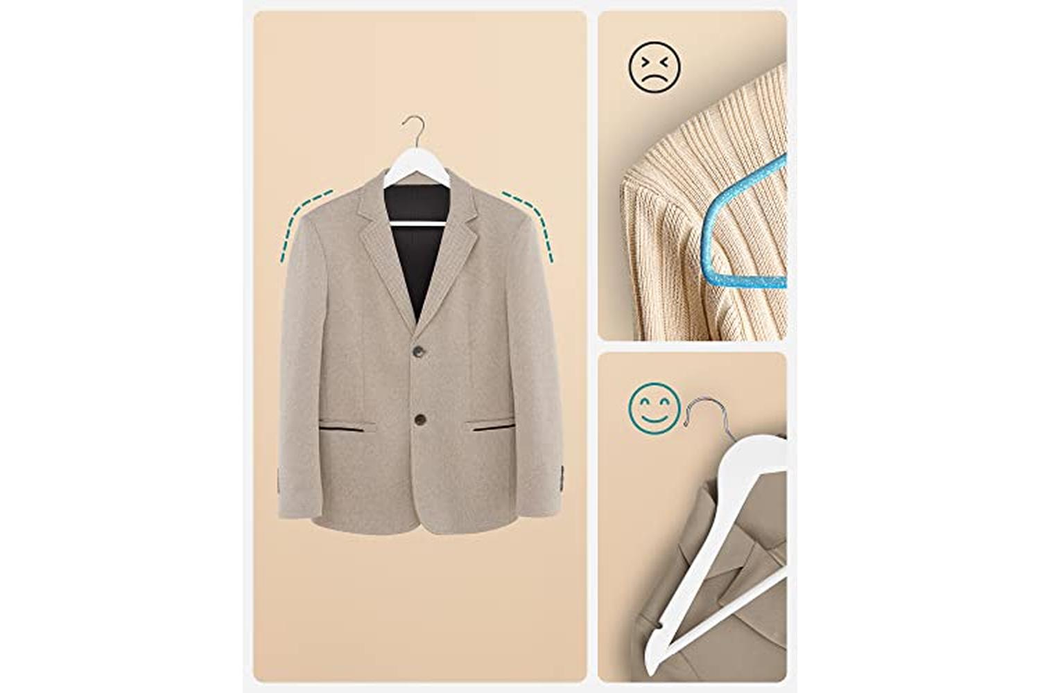 Songmics CRW03W-50 Mapple Wood Coat Hanger | White | 50 Pieces-6