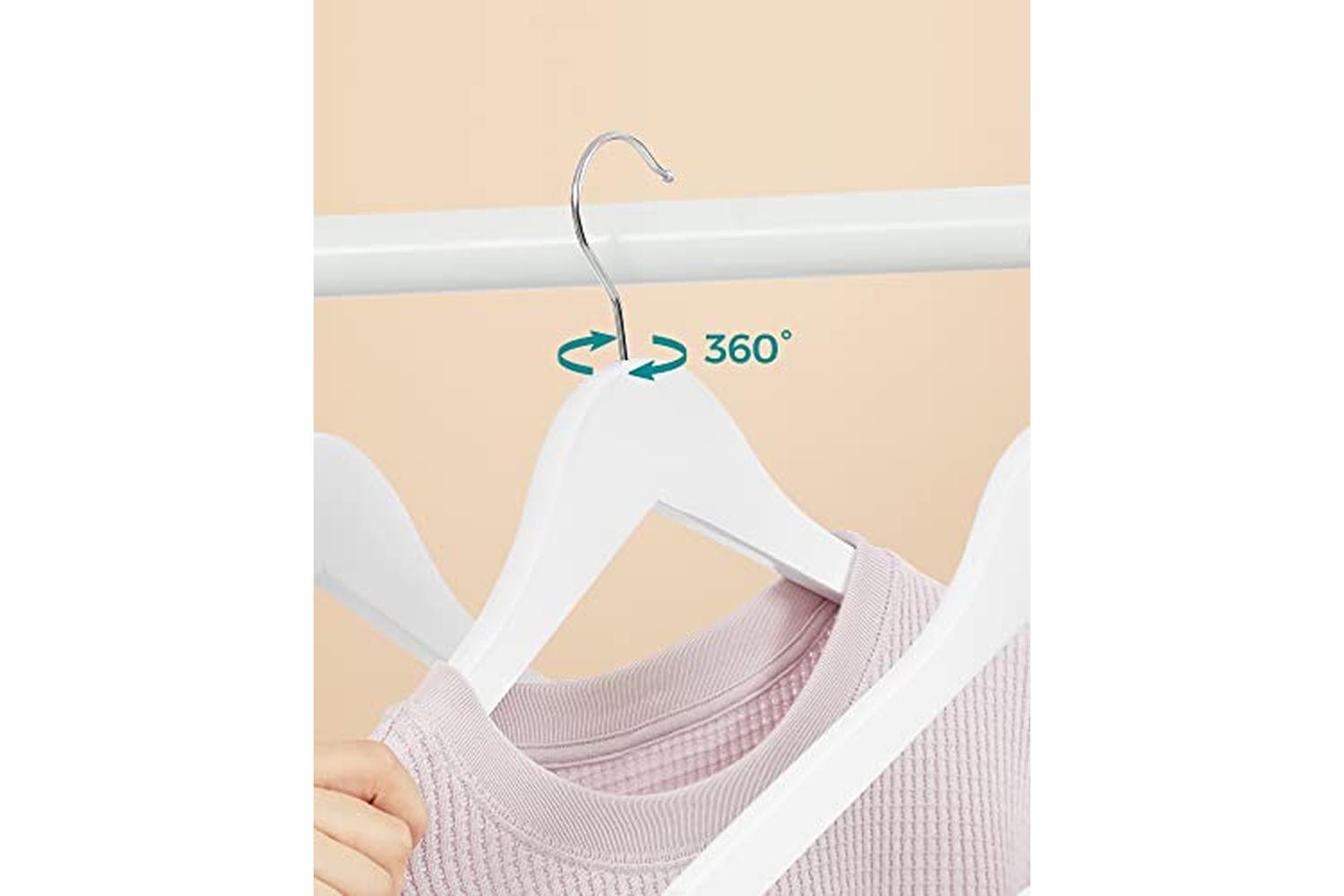 Songmics CRW03W-50 Mapple Wood Coat Hanger | White | 50 Pieces-7