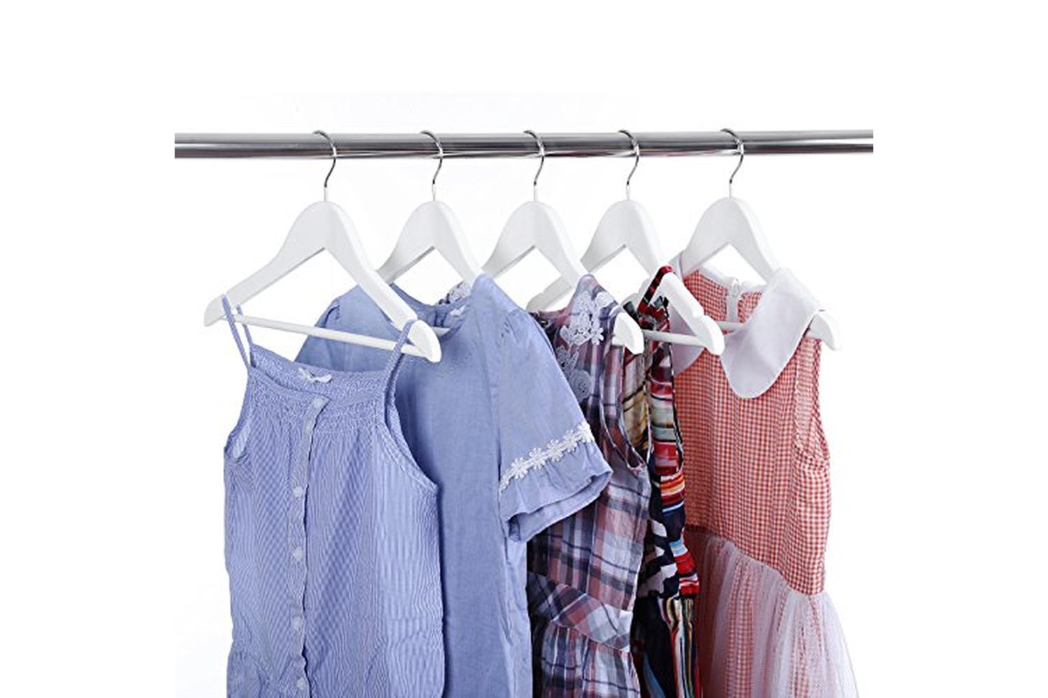 Songmics CRW06W-20 Maple Wood Children's Hanger | White | 20 Pieces-2