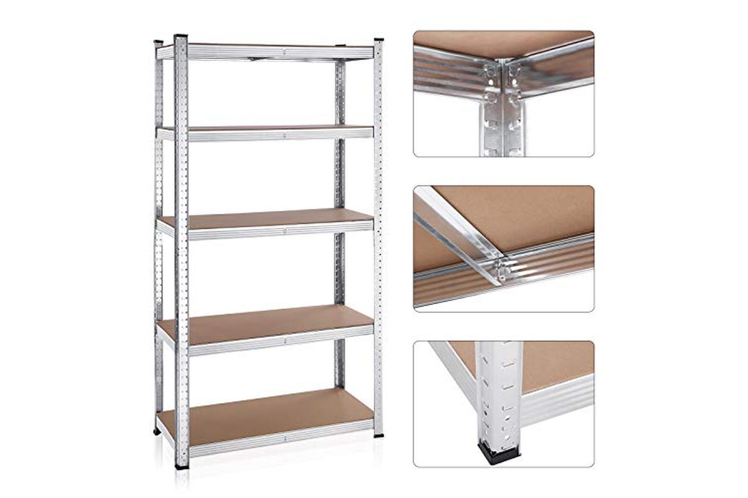 Songmics GLR040E02 Storage Shelves Set of 2 | Silver-4