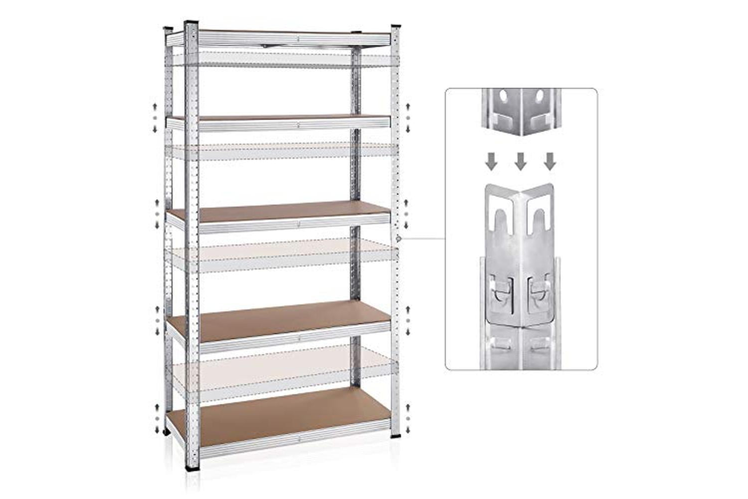 Songmics GLR040E02 Storage Shelves Set of 2 | Silver-5