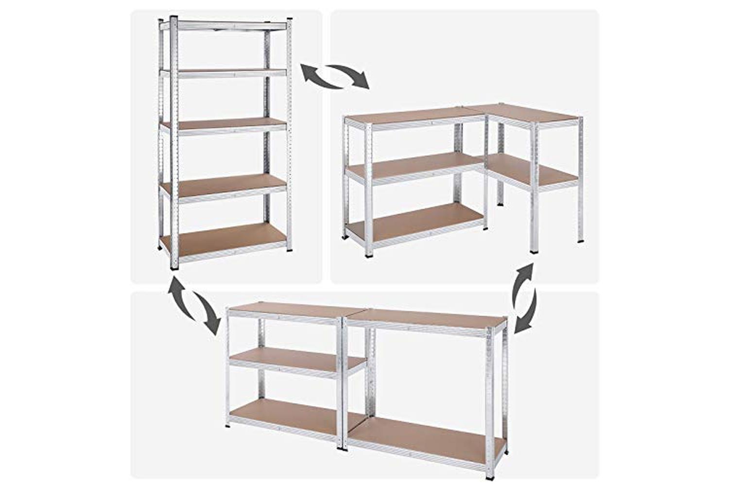 Songmics GLR040E02 Storage Shelves Set of 2 | Silver-6