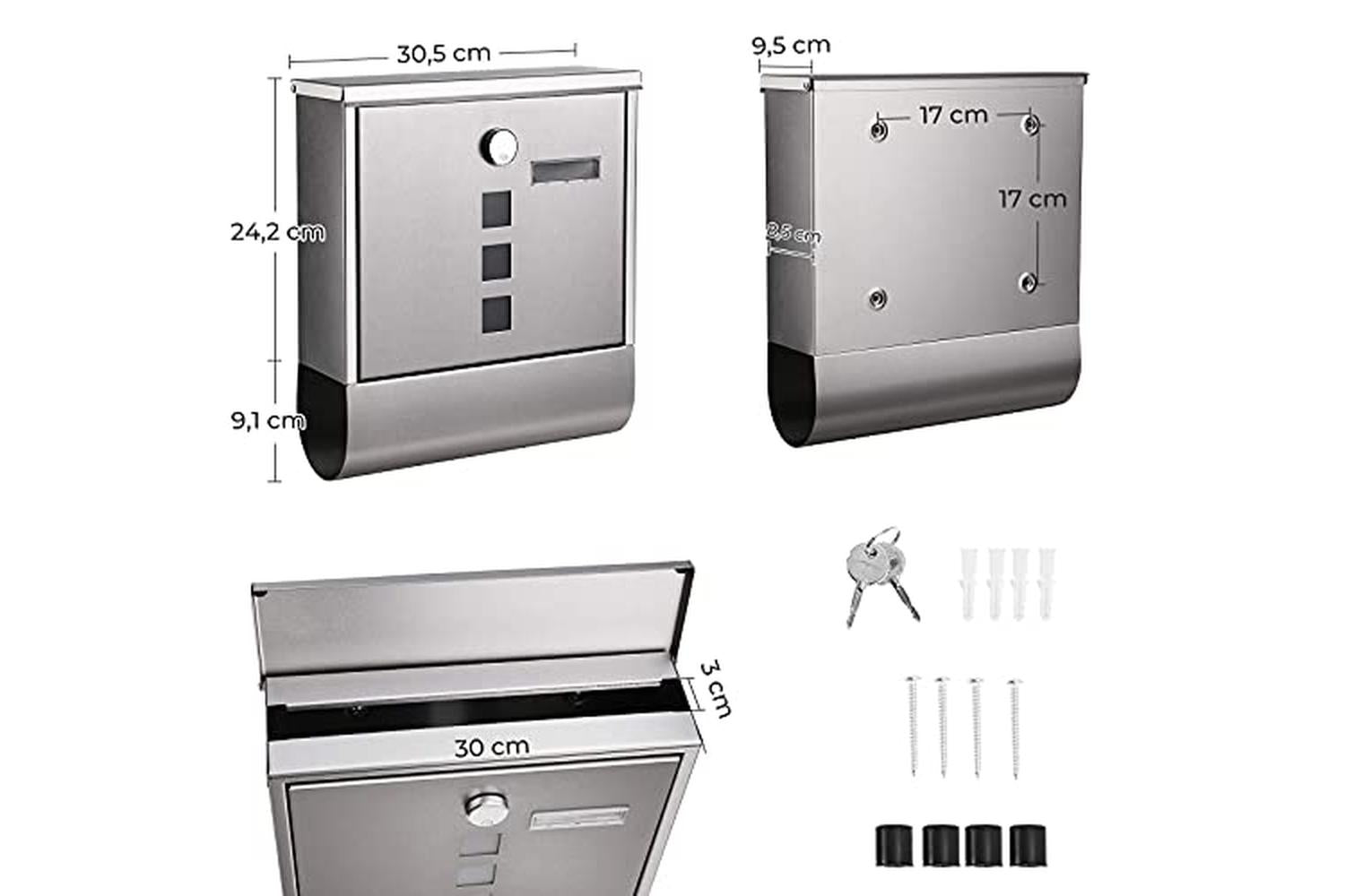 Songmics GMB020S02 Mail Box Made of Stainless Steel | Silver-5