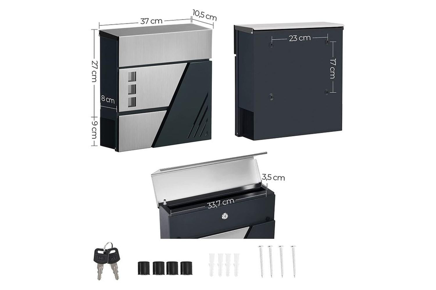 Songmics GMB053G01 Wall Mail Box with Viewing Window-6