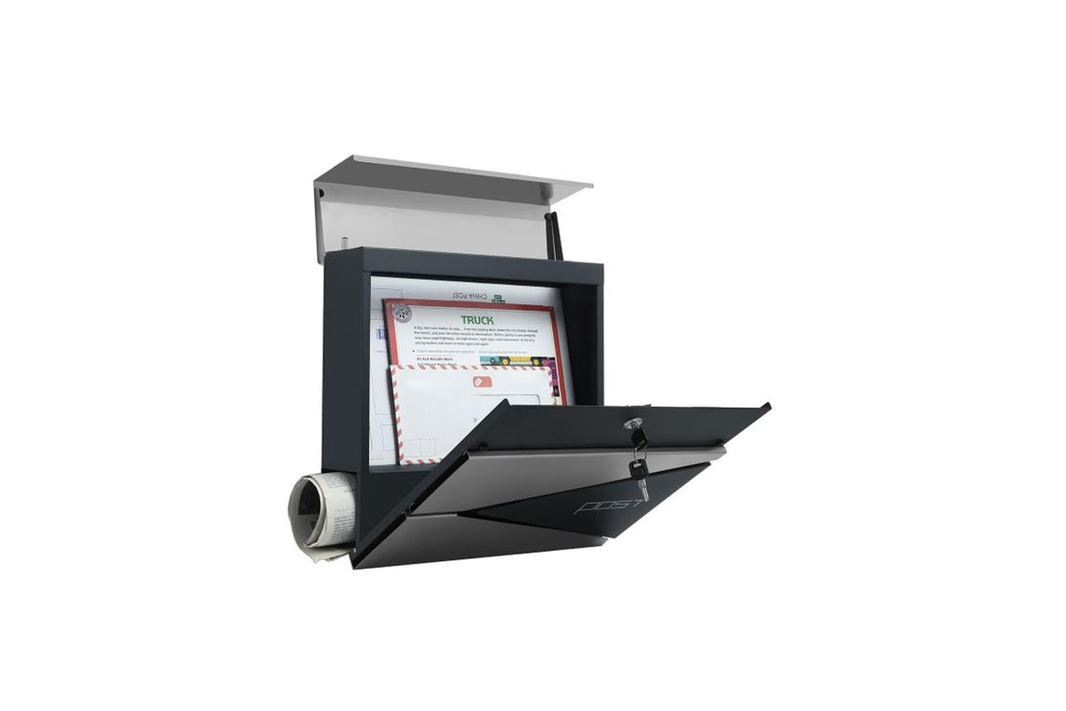 Songmics GMB51AS Mail Box with Newspaper Compartment-2