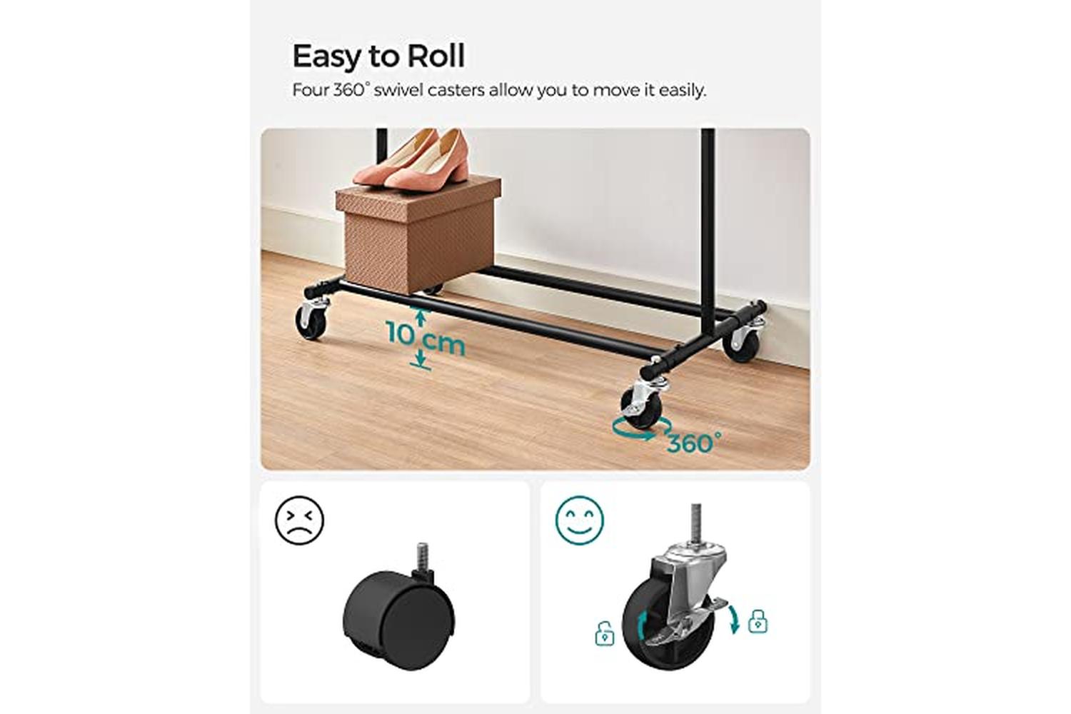 Songmics HSR13BKV1 Industrial Style Clothes Rack with Wheels-4