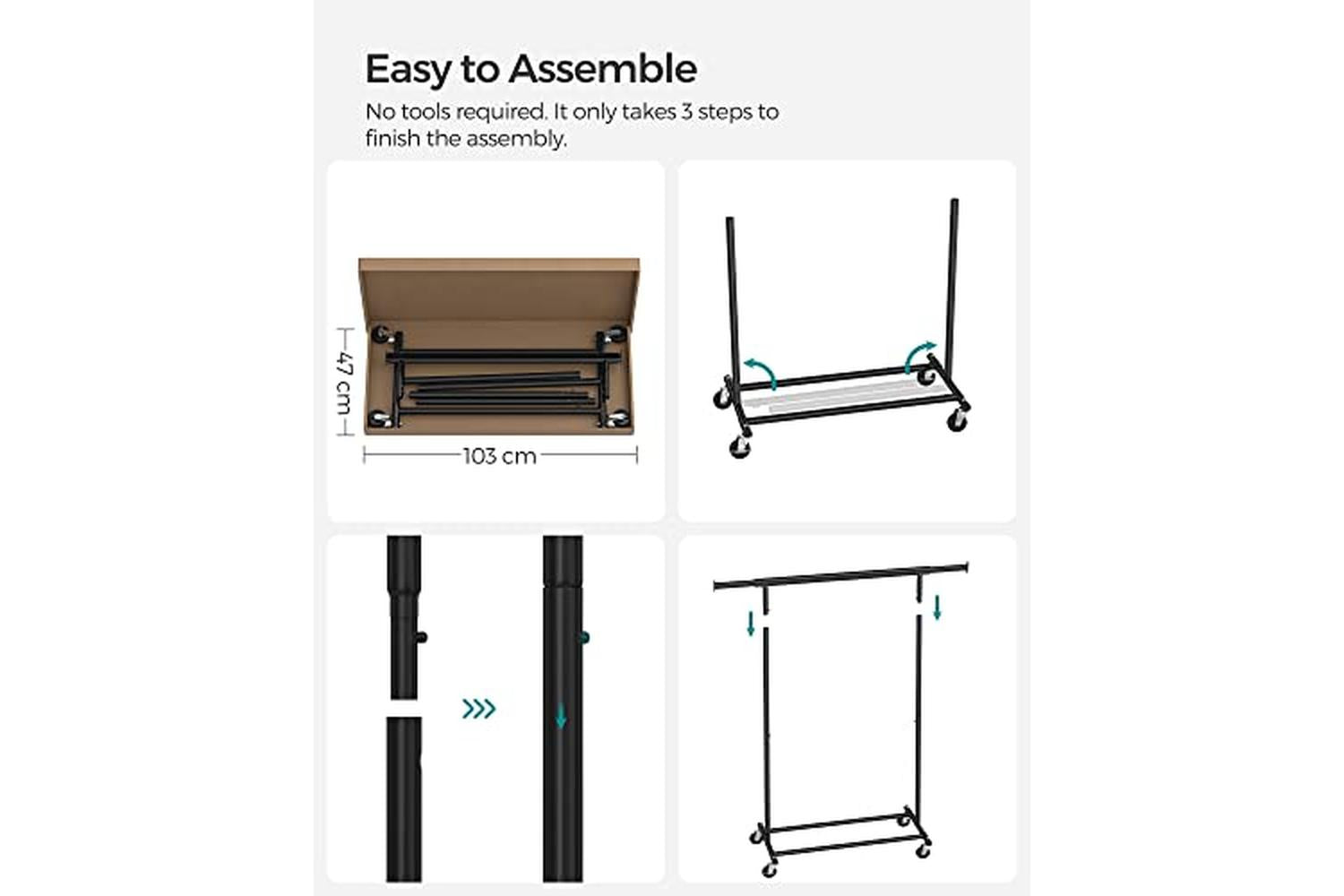 Songmics HSR13BKV1 Industrial Style Clothes Rack with Wheels-6