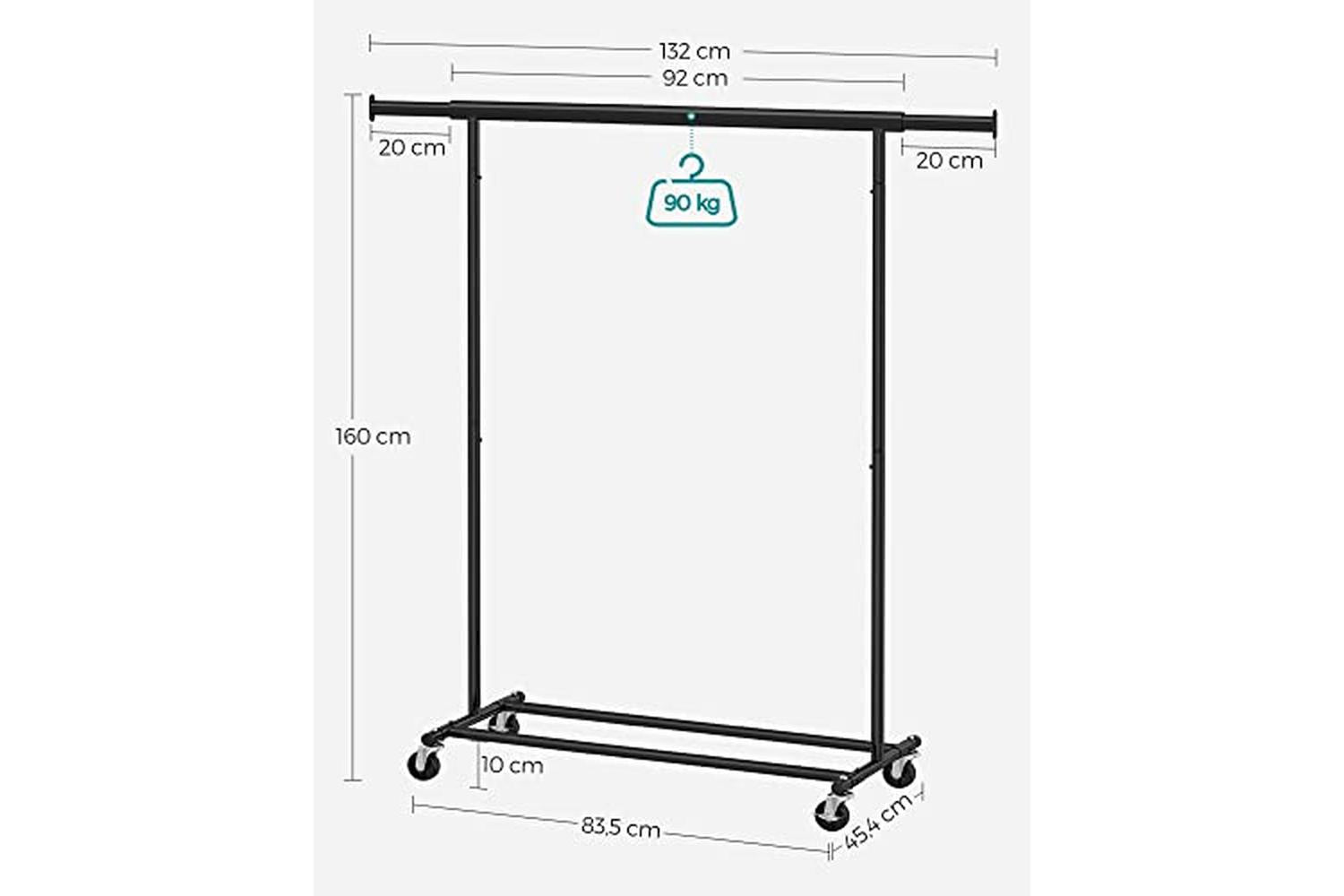 Songmics HSR13BKV1 Industrial Style Clothes Rack with Wheels-7