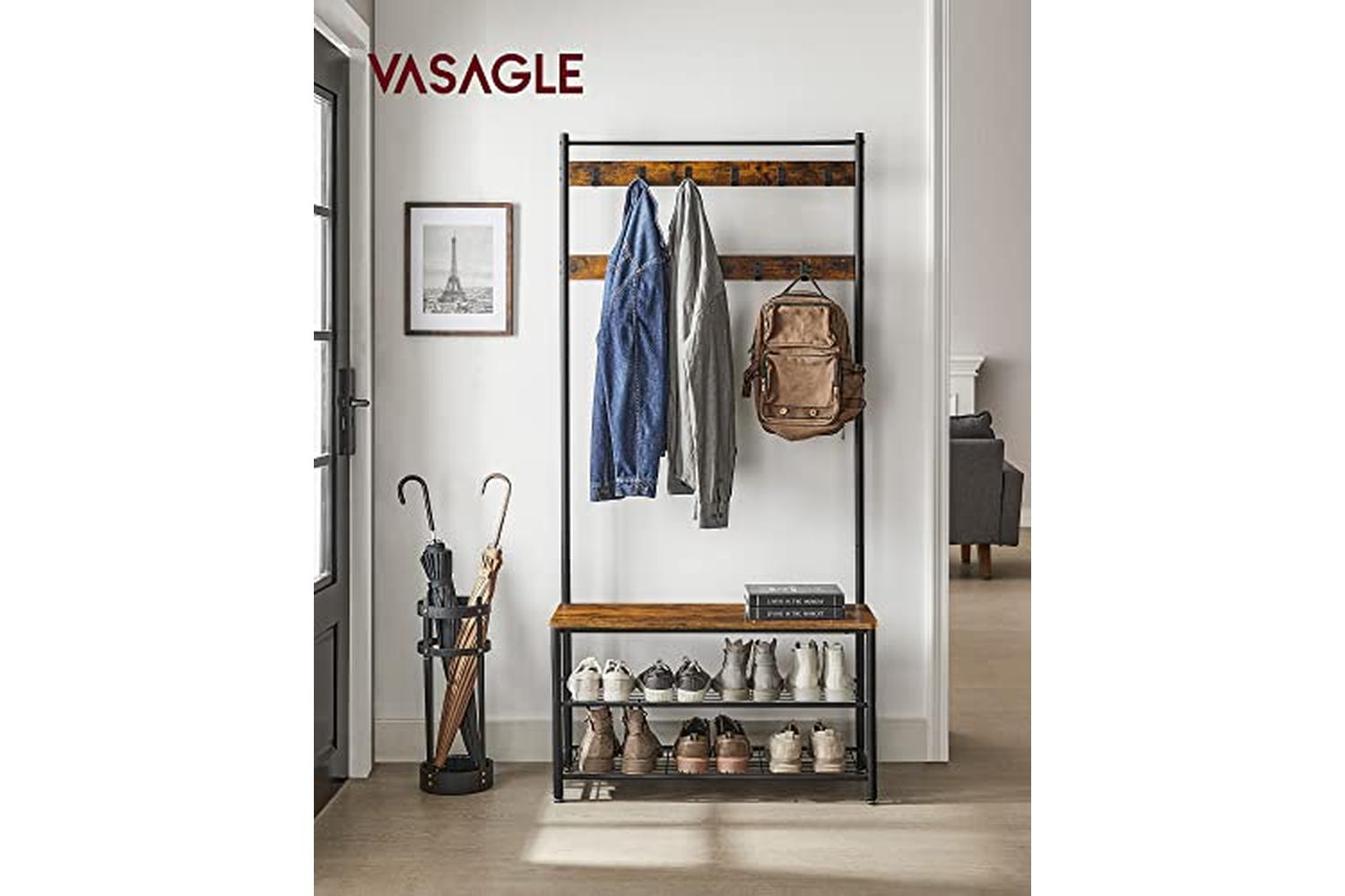 Vasagle HSR401B01 Coat Stand with 3 Shelves-7