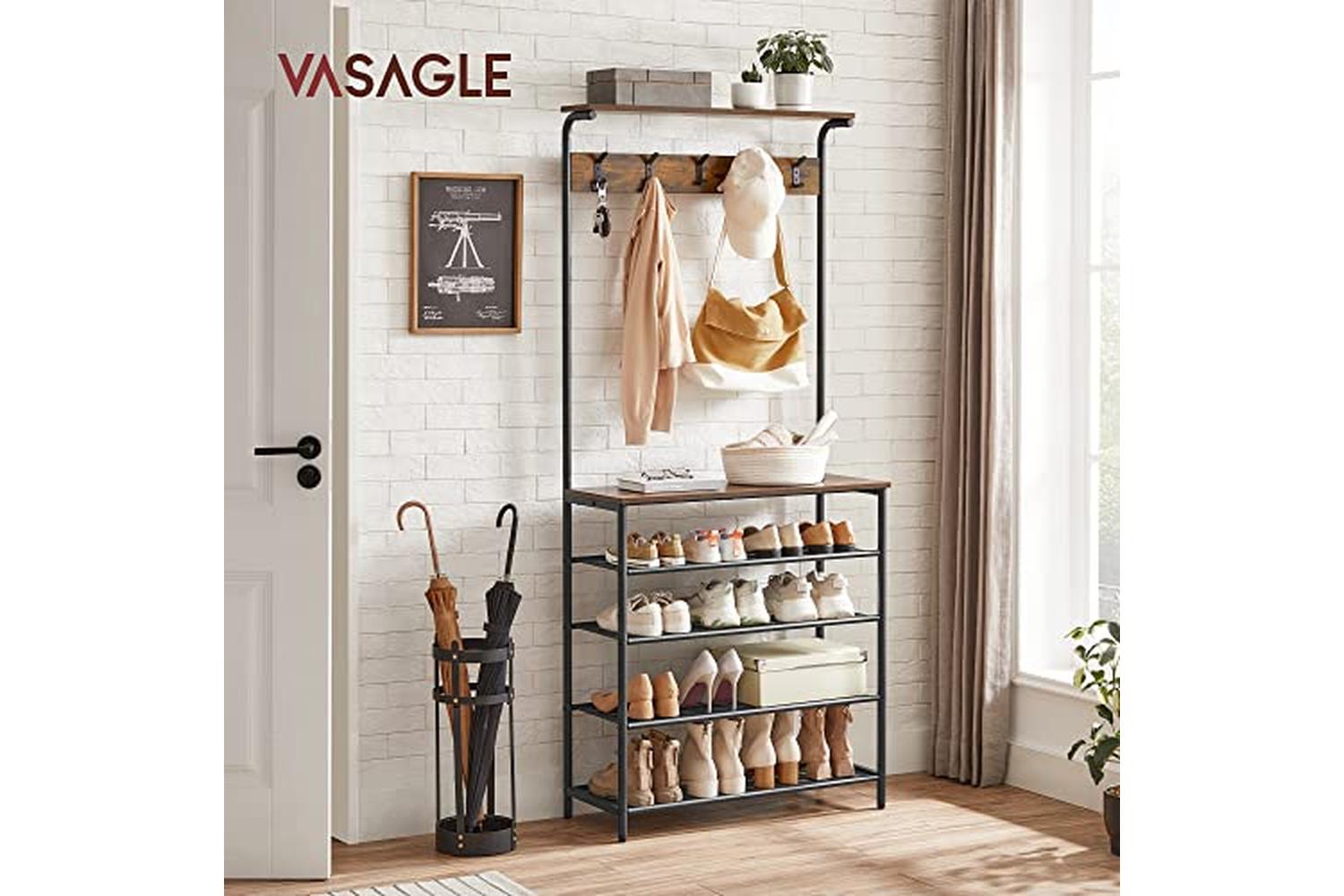 Vasagle HSR408B01 Coat Stand with Shoe Rack-2