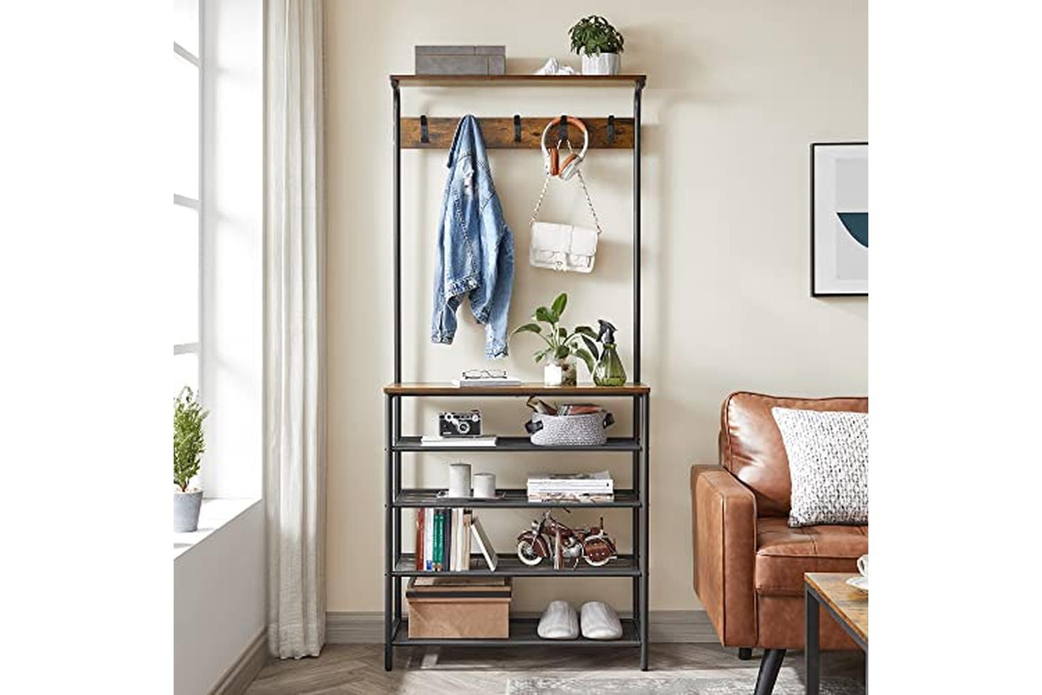 Vasagle HSR408B01 Coat Stand with Shoe Rack-3