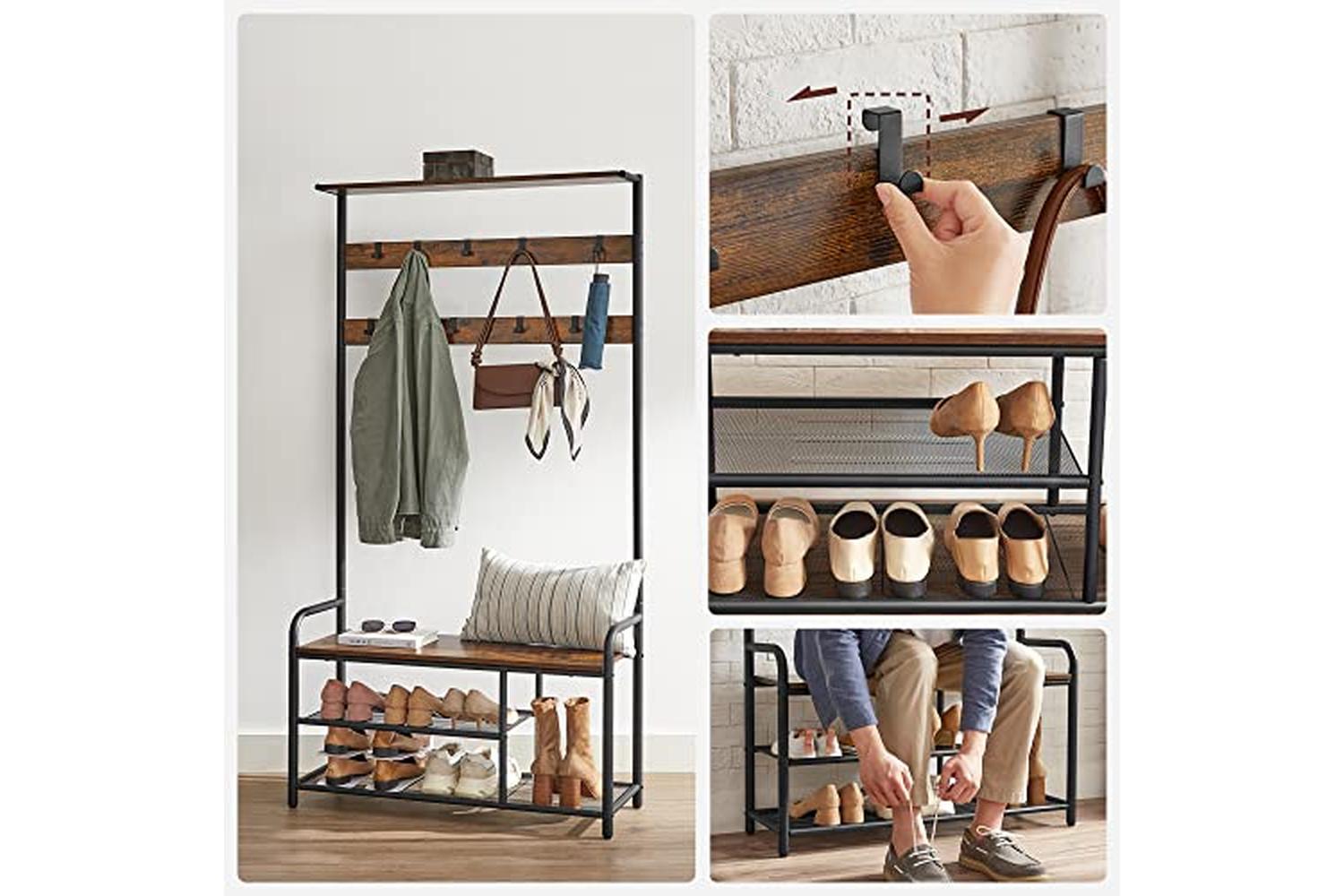 Vasagle HSR409B01 Coat Stand with Bench-2