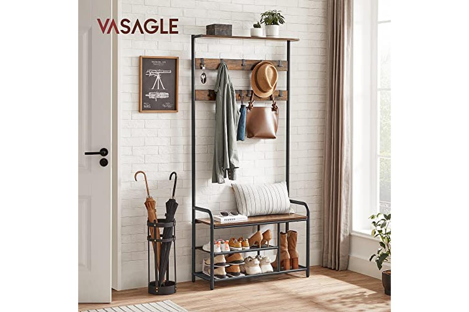 Vasagle HSR409B01 Coat Stand with Bench-7