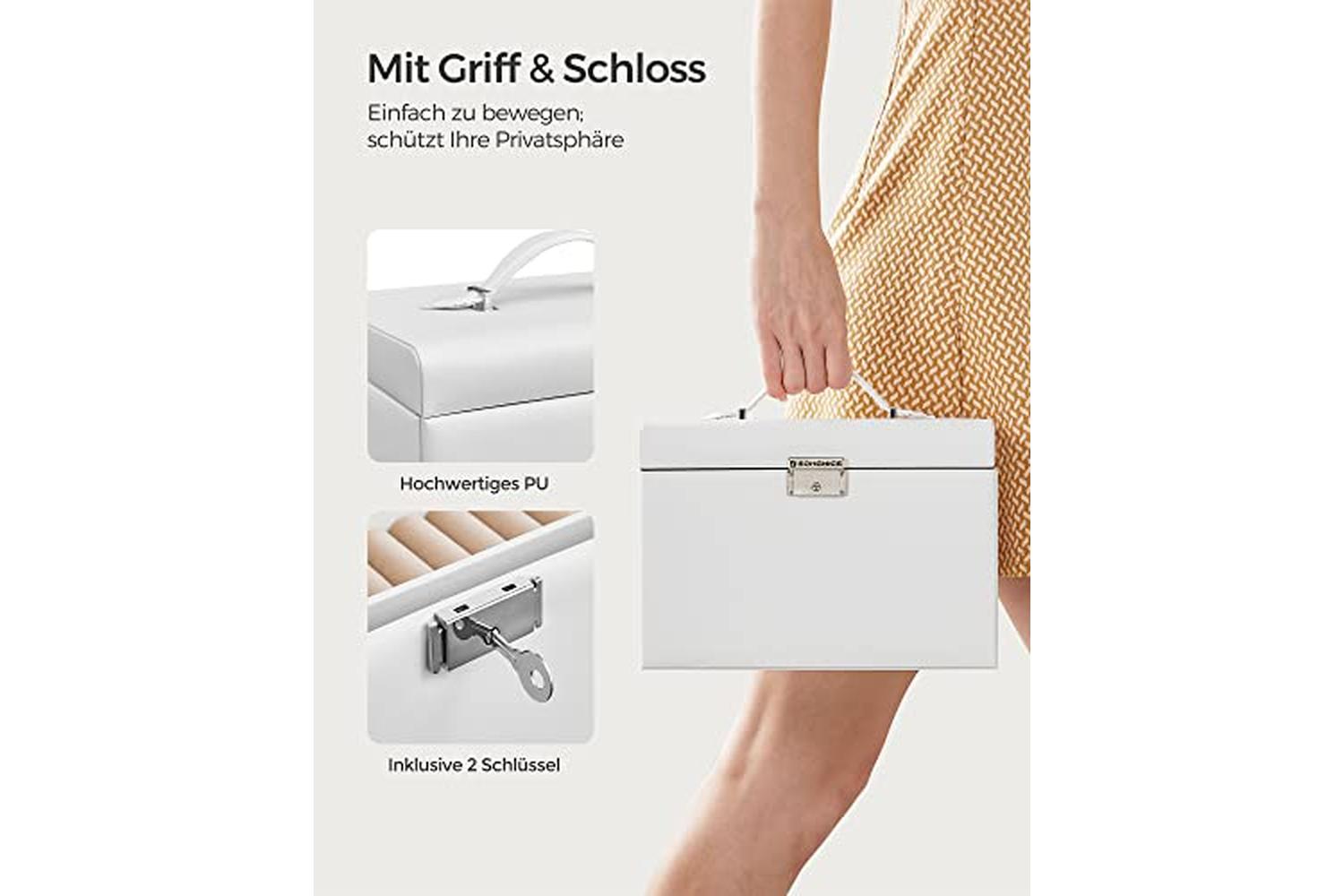 Songmics JBC121W Imitation Leather Jewelry Box | White-5