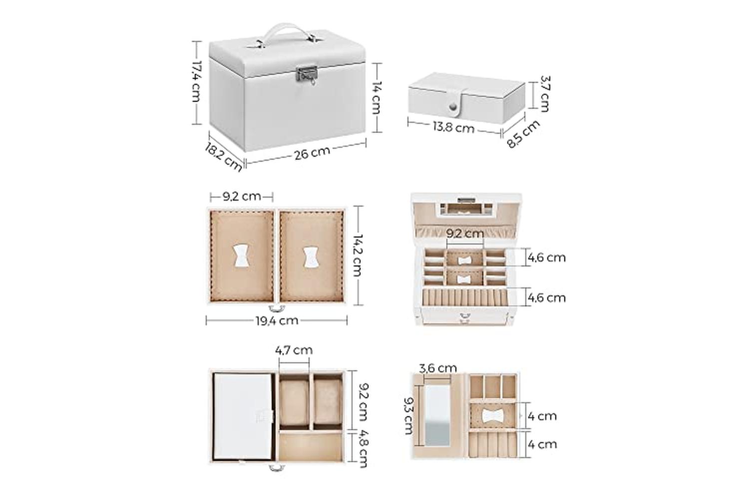 Songmics JBC121W Imitation Leather Jewelry Box | White-7