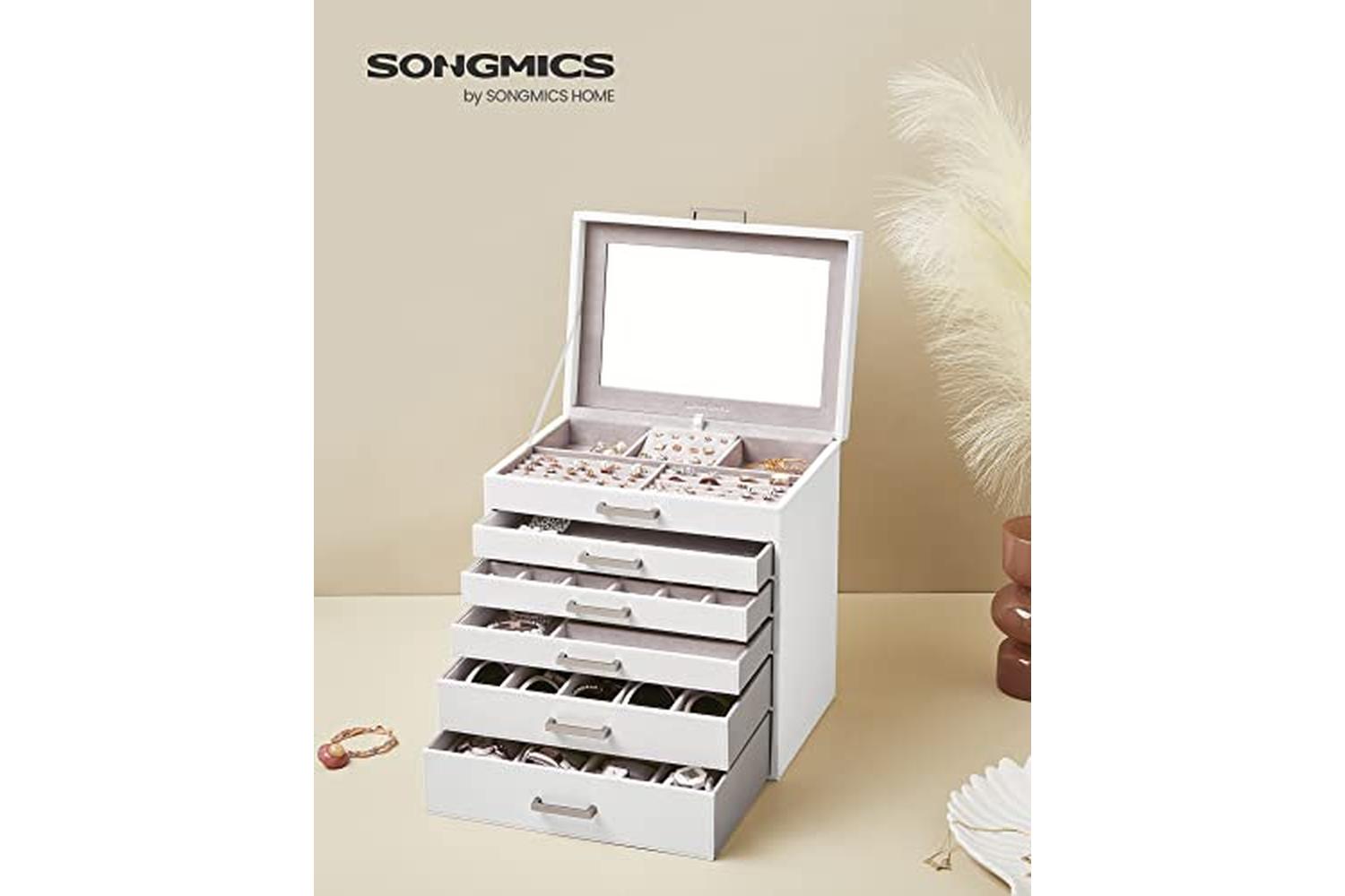 Songmics JBC138 Jewelry Box 5 Drawers | White-2