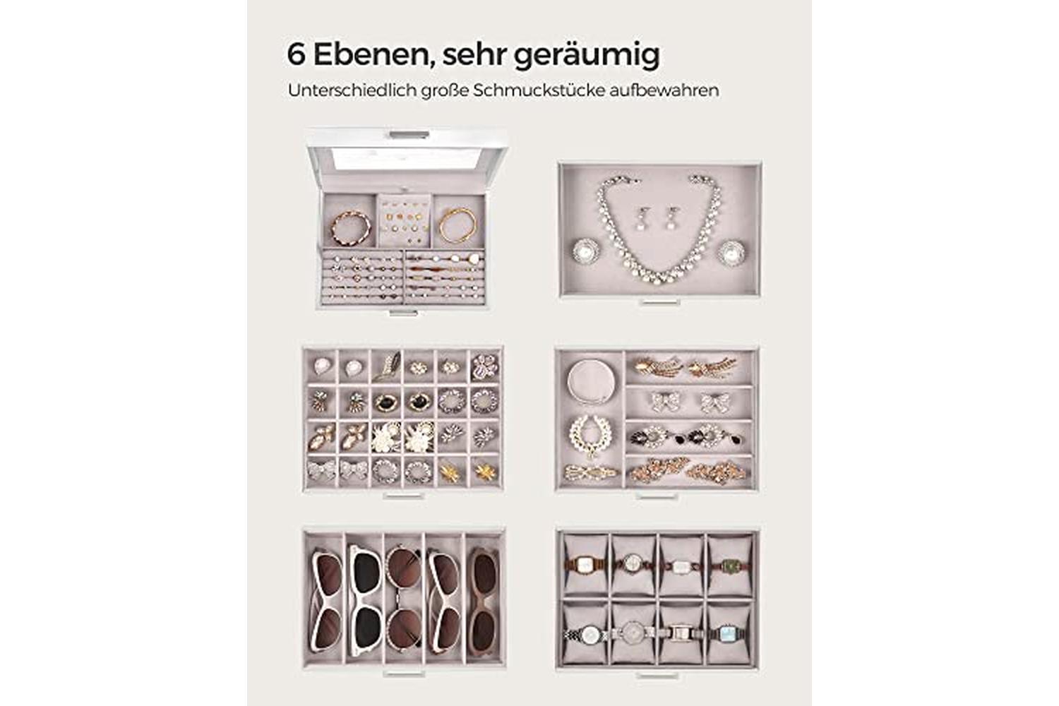 Songmics JBC138 Jewelry Box 5 Drawers | White-3