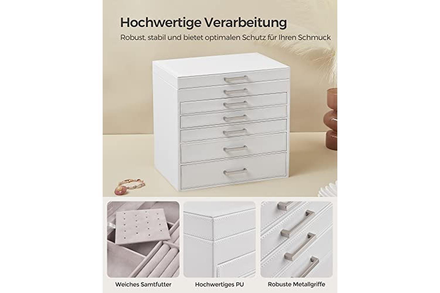 Songmics JBC138 Jewelry Box 5 Drawers | White-4