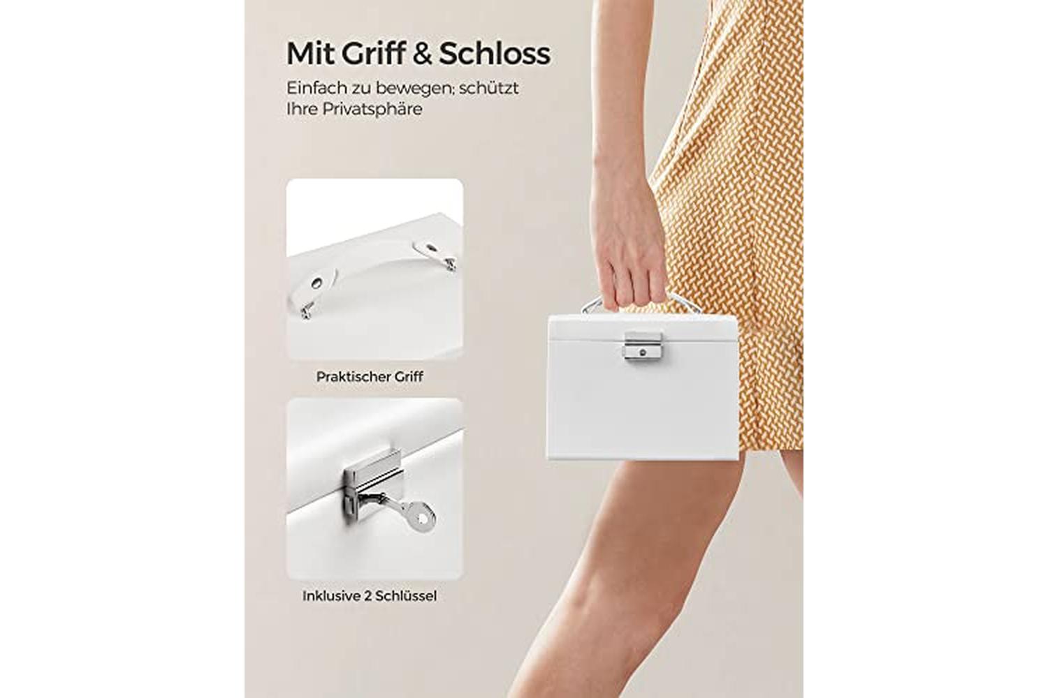 Songmics JBC154W01 Lockable Jewelry Box | White-4