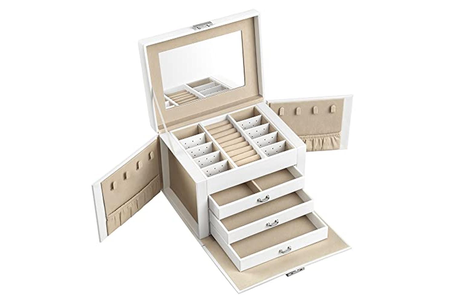 Songmics JBC159W01 4 Tier Jewelry Box | White