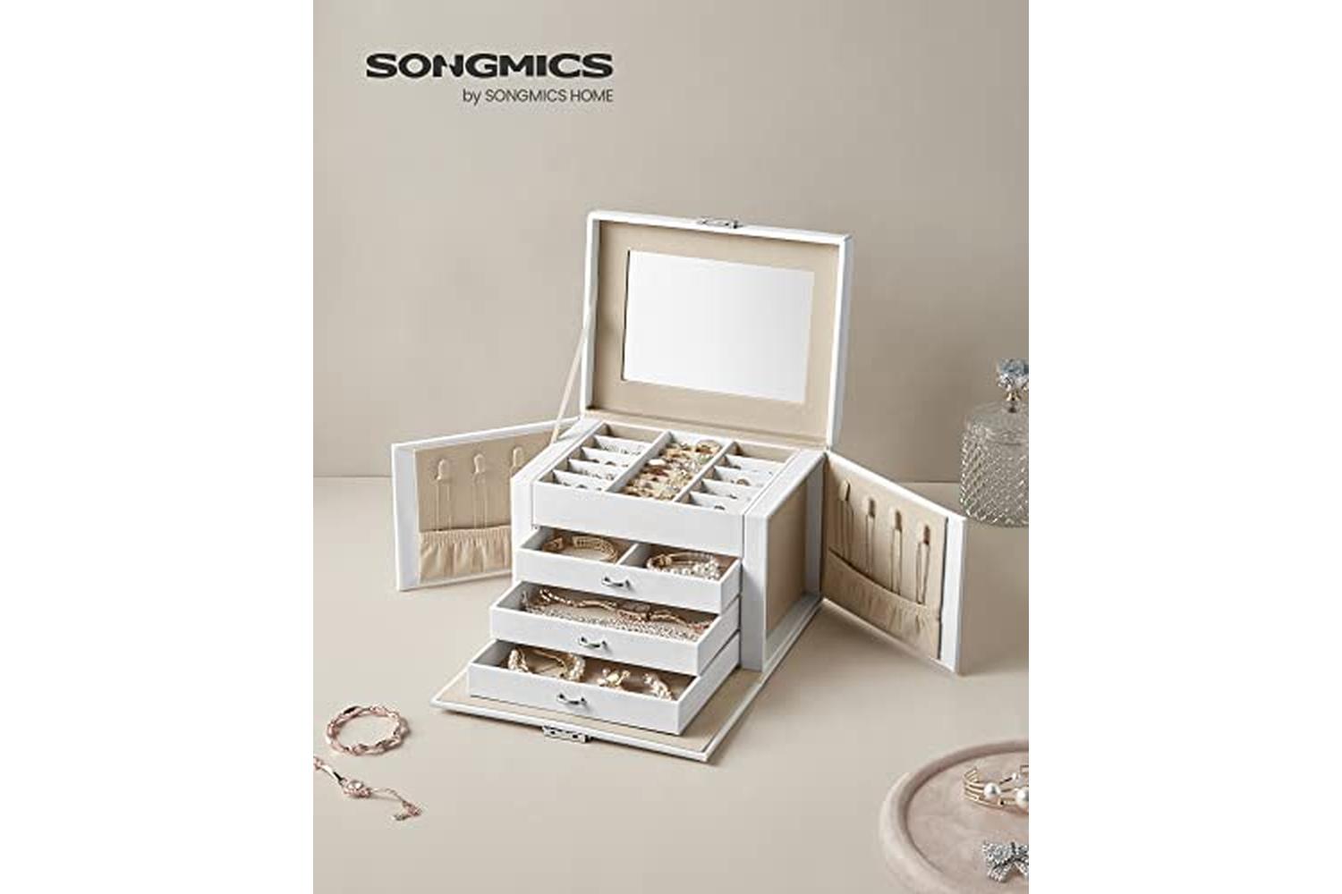 Songmics JBC159W01 4 Tier Jewelry Box | White-2