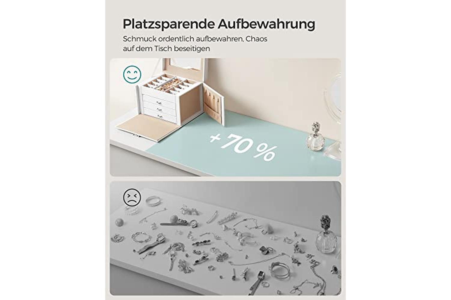 Songmics JBC159W01 4 Tier Jewelry Box | White-7