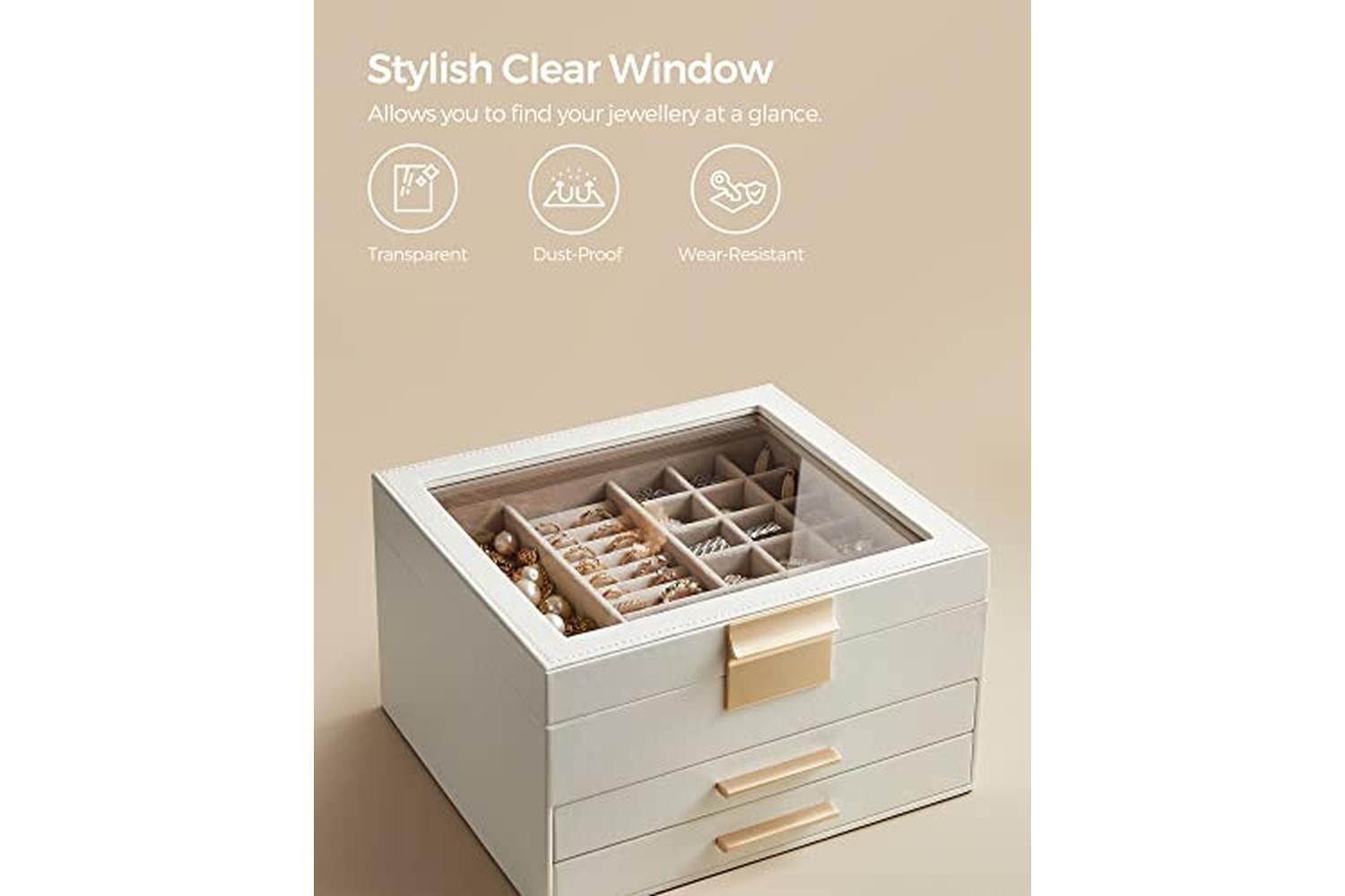 Songmics JBC239WT Jewelry Box with 3 Level-4