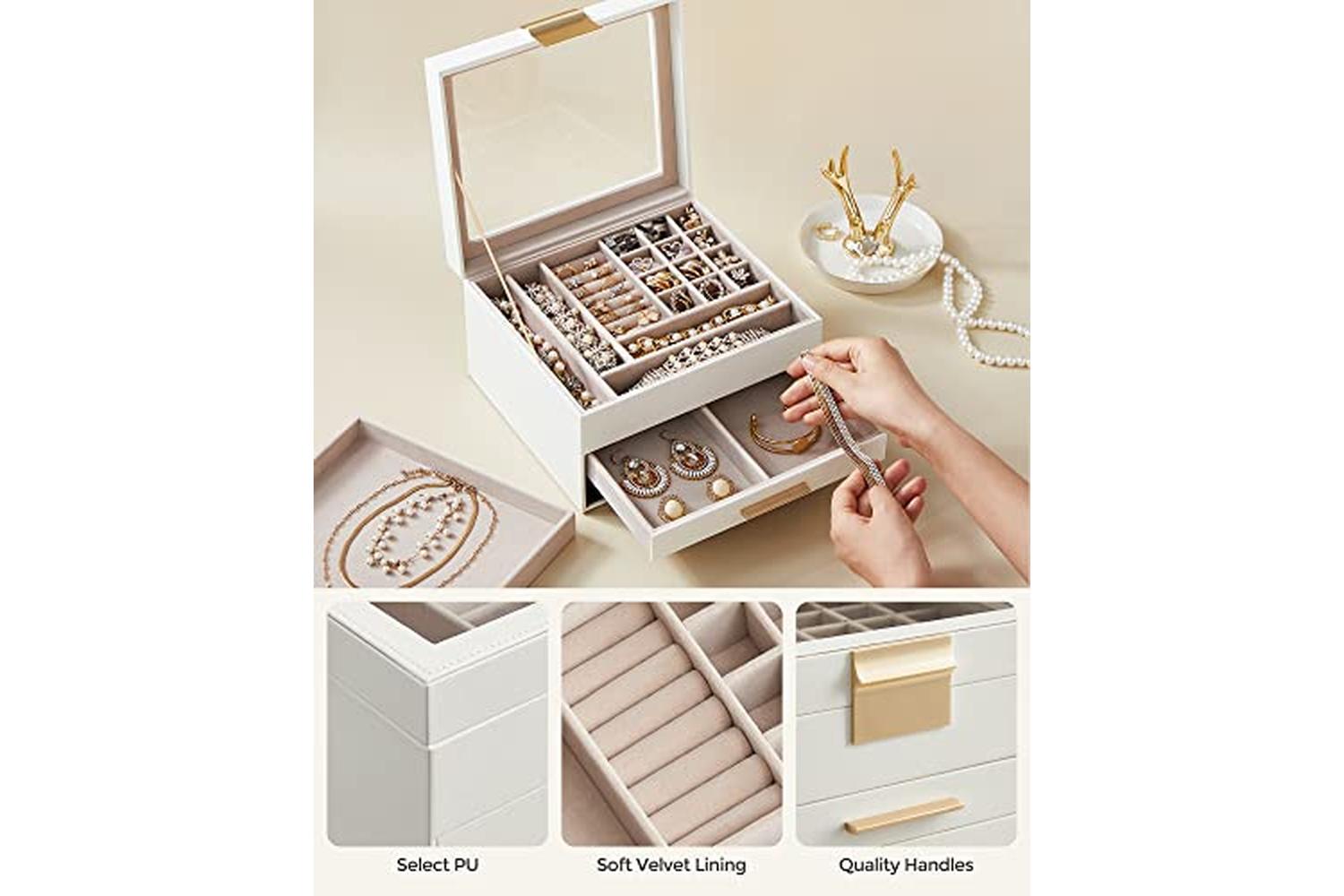 Songmics JBC239WT Jewelry Box with 3 Level-5