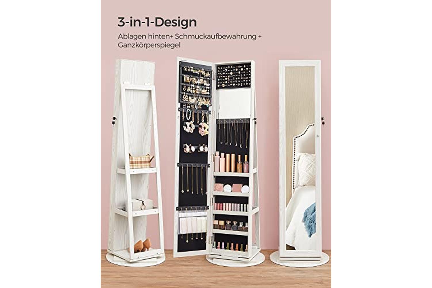 Songmics JBC62W Revolving  Jewelry Cabinet with Mirror-3