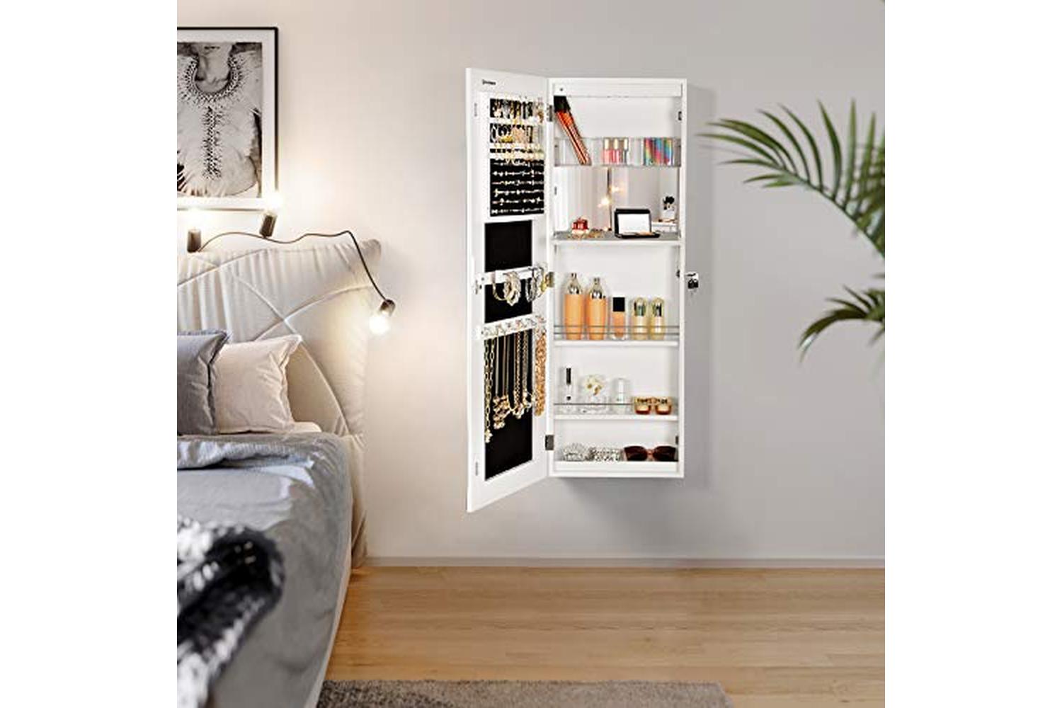 Songmics JBC63WV1 Jewelery Cabinet with Frameless Mirrored Door-2