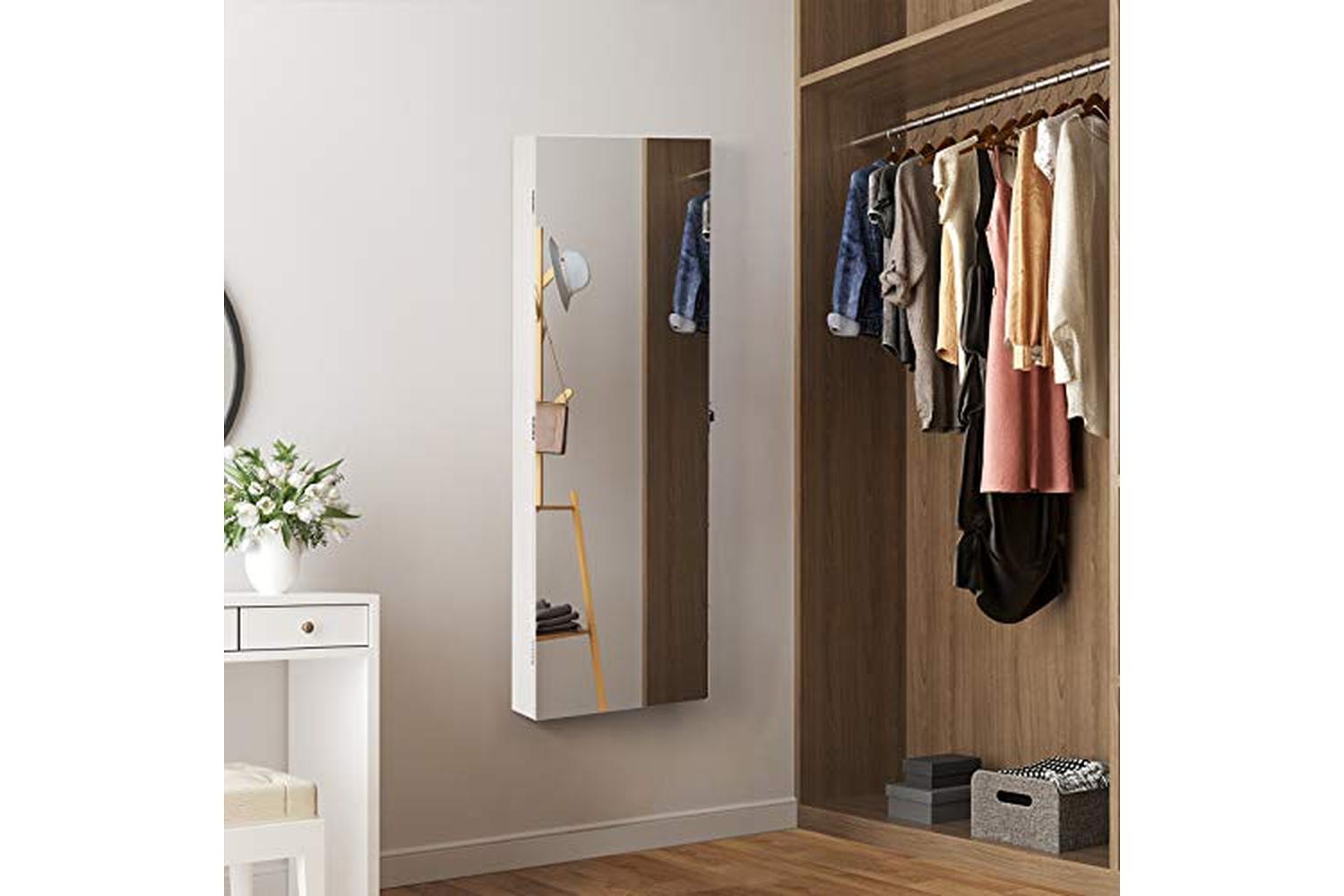 Songmics JBC63WV1 Jewelery Cabinet with Frameless Mirrored Door-3