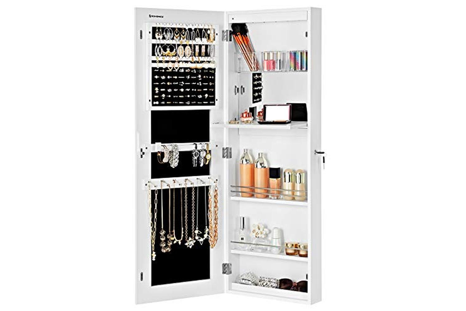 Songmics JBC63WV1 Jewelery Cabinet with Frameless Mirrored Door-5