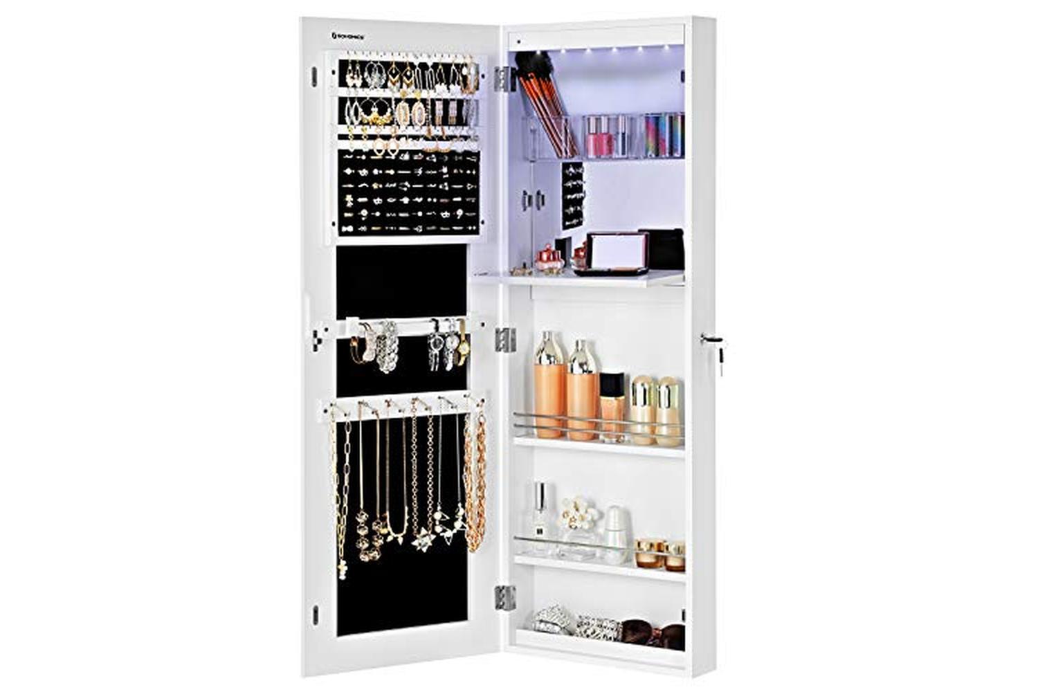 Songmics JBC63WV1 Jewelery Cabinet with Frameless Mirrored Door-6