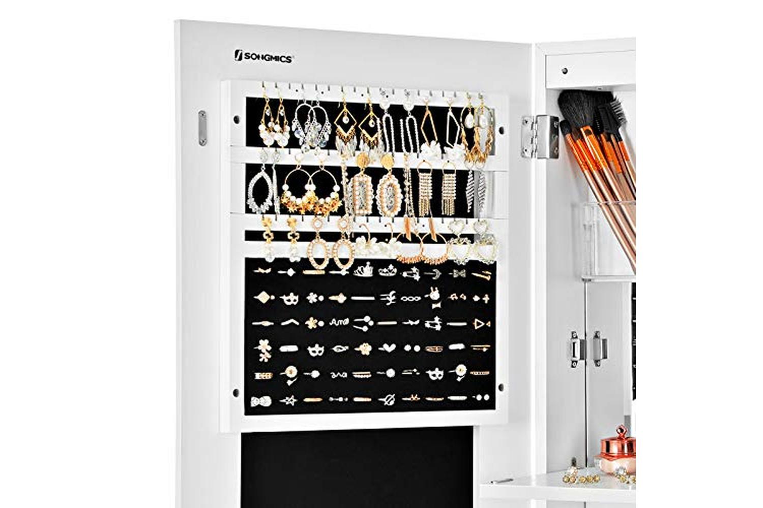 Songmics JBC63WV1 Jewelery Cabinet with Frameless Mirrored Door-7