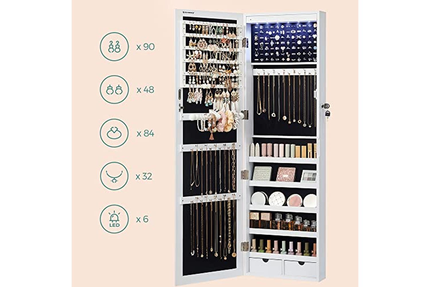 Songmics JBC93W Elegant Hanging Jewelry Cabinet-4
