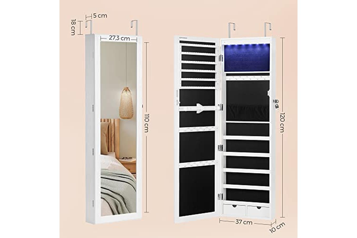 Songmics JBC93W Elegant Hanging Jewelry Cabinet-6