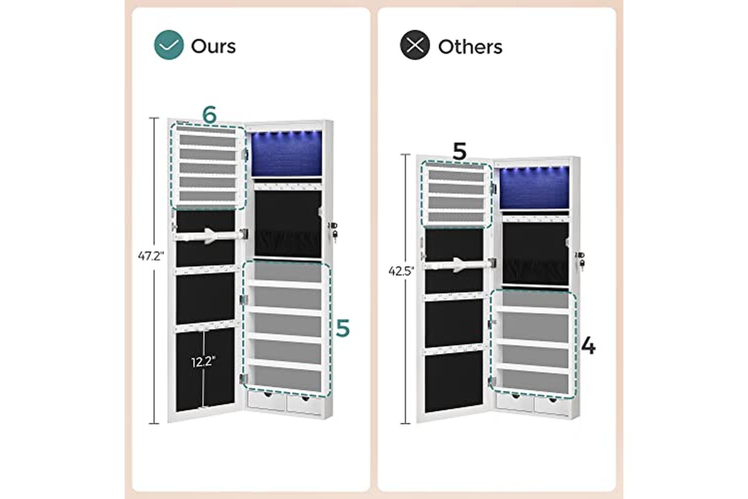 Songmics JBC93W Elegant Hanging Jewelry Cabinet-7