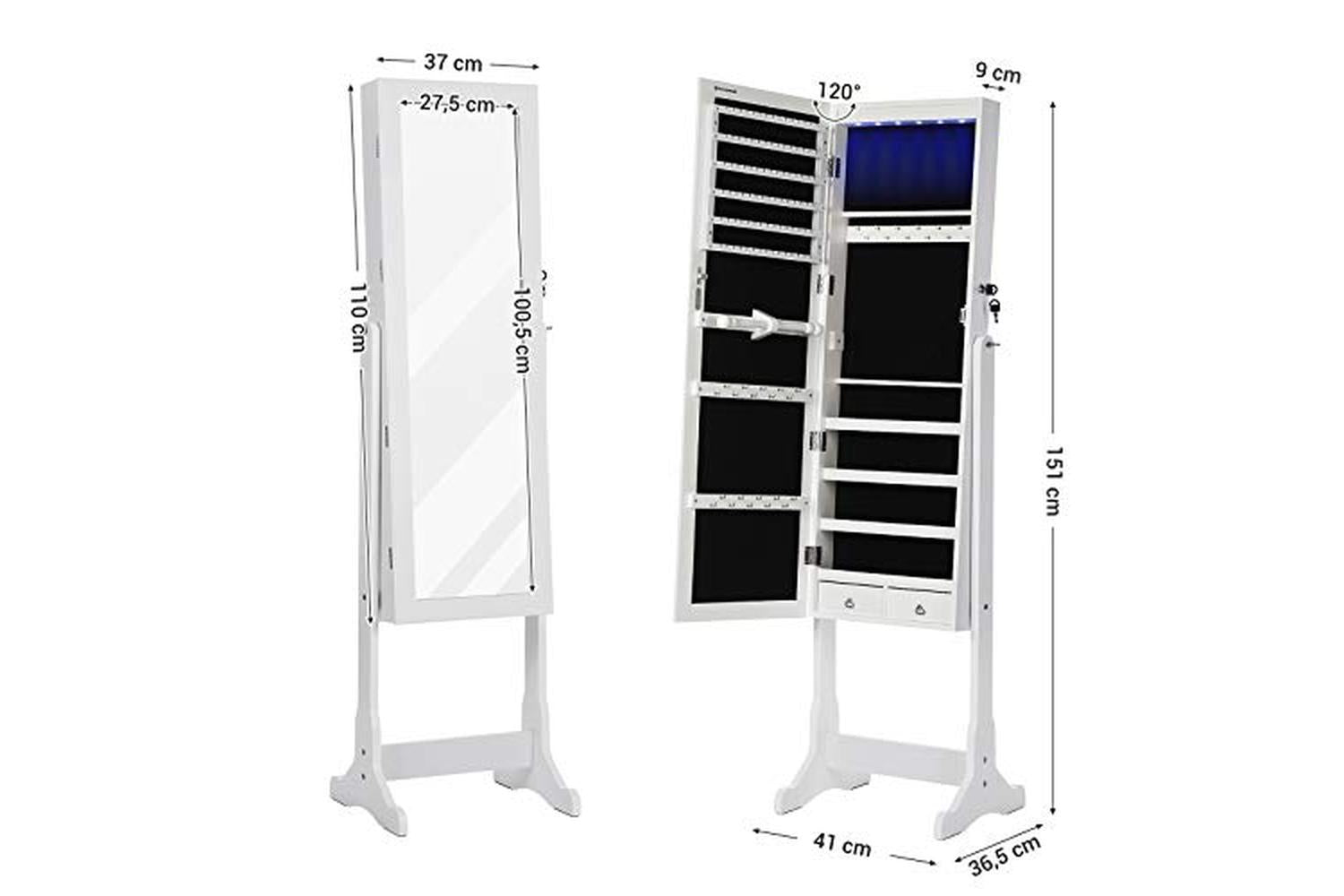 Songmics JBC94W Fantastic Jewelry Cabinet with LED-6