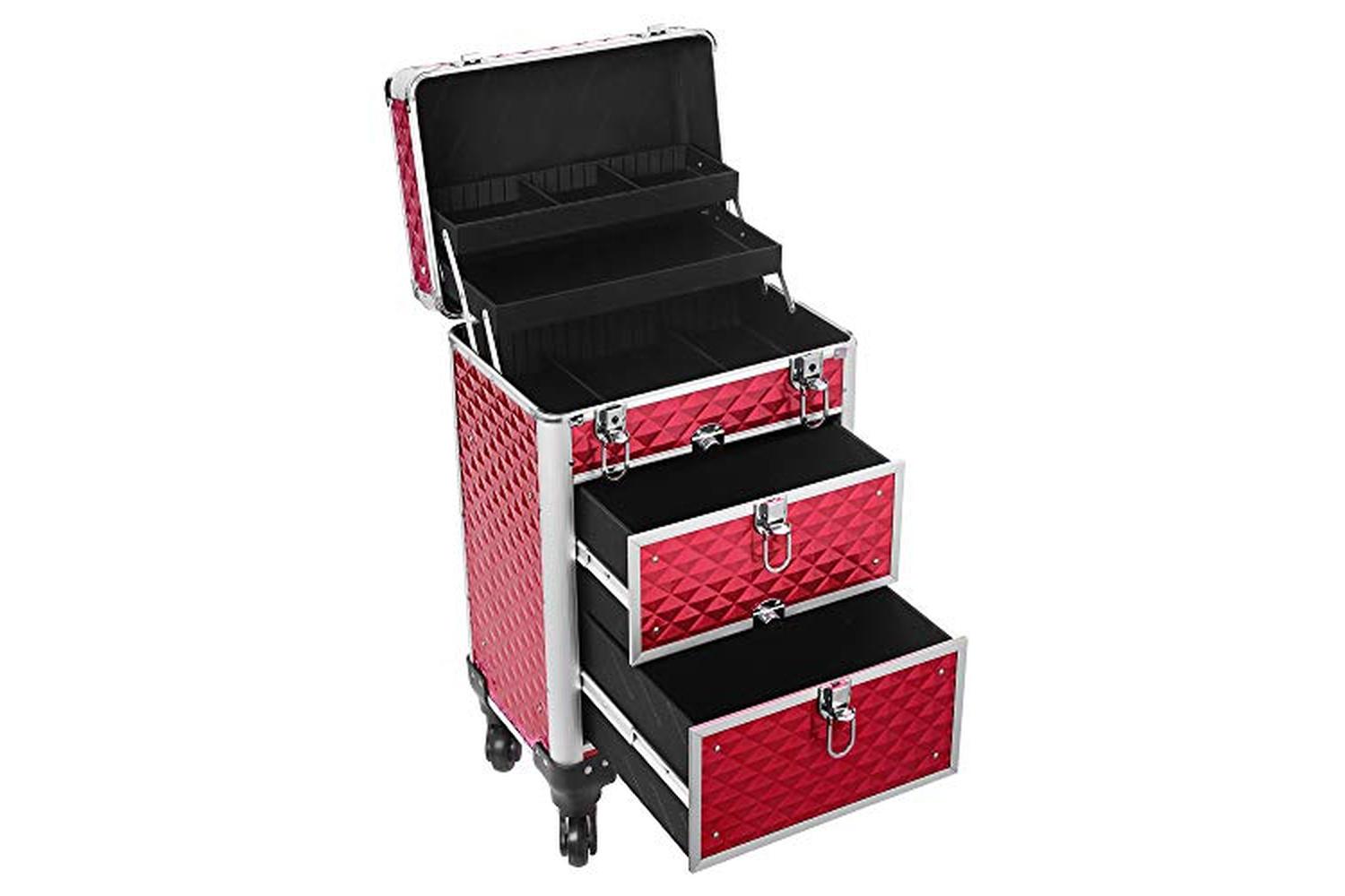 Songmics JHZ08RD Cosmetic Trolley 2 Drawers | Bright Red-3