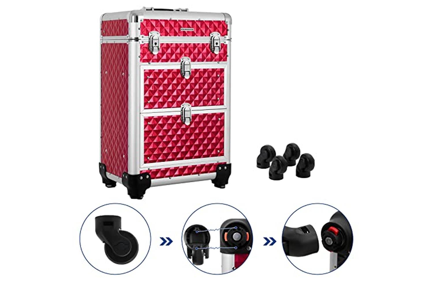 Songmics JHZ08RD Cosmetic Trolley 2 Drawers | Bright Red-4