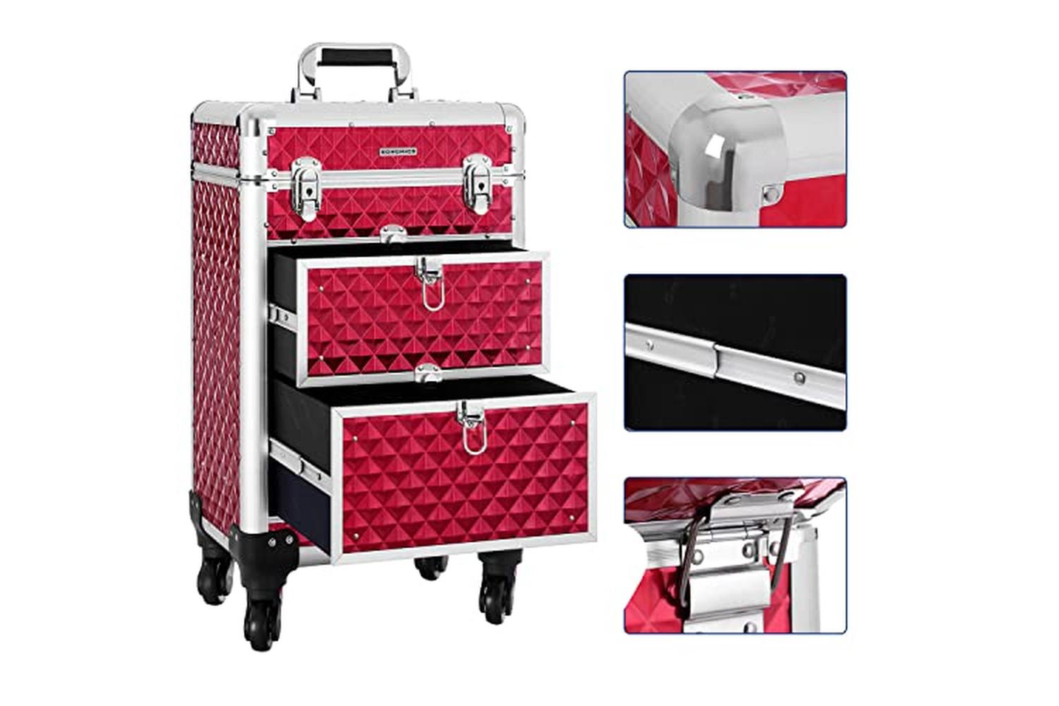 Songmics JHZ08RD Cosmetic Trolley 2 Drawers | Bright Red-5