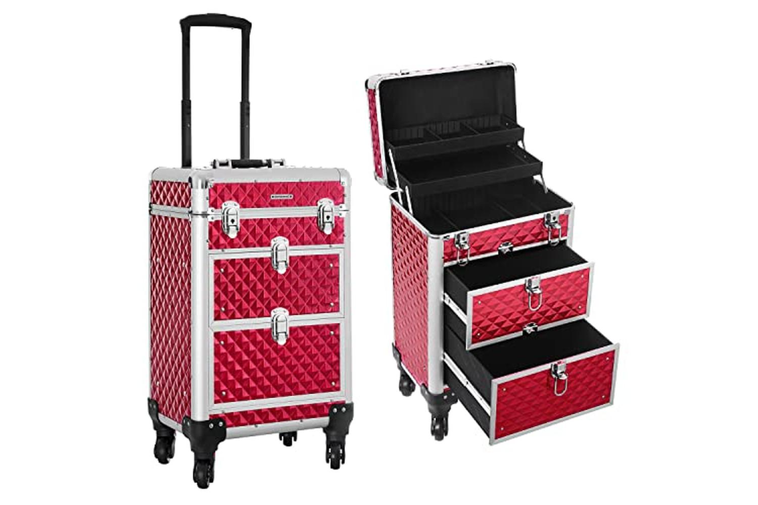 Songmics JHZ08RD Cosmetic Trolley 2 Drawers | Bright Red-7