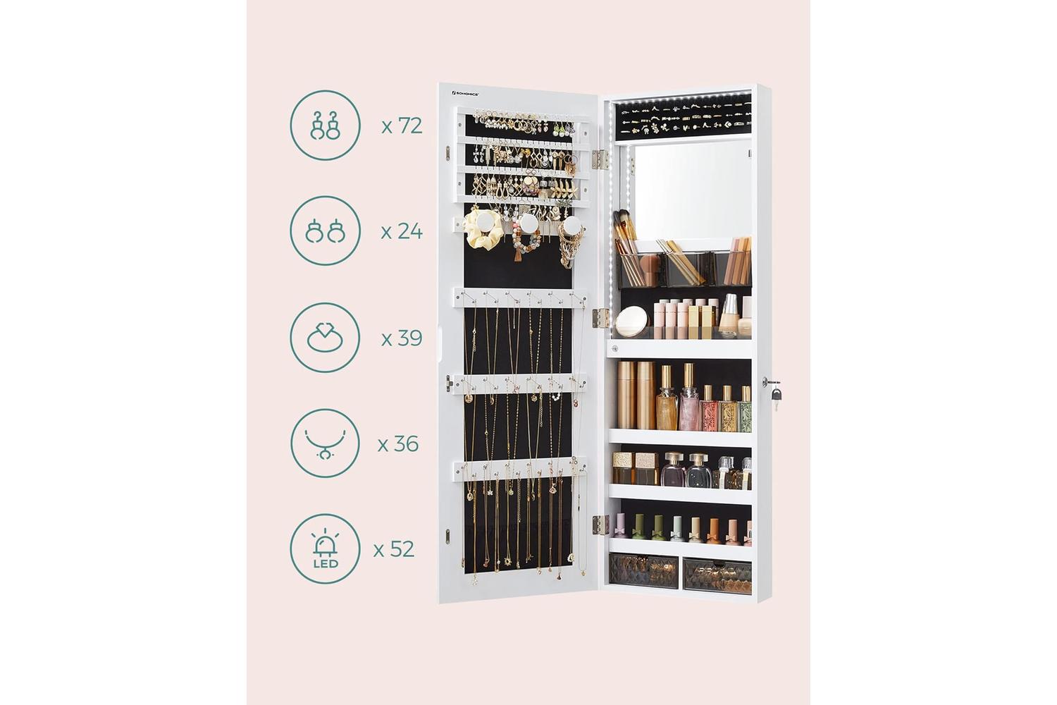 Songmics JJC013W01 Jewelry Cabinet with Mirror-5