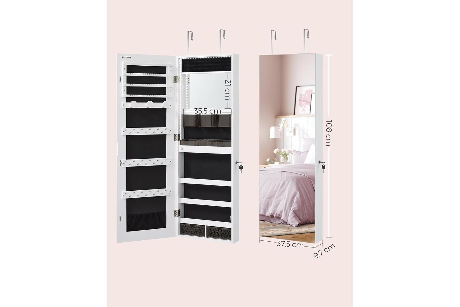 Songmics JJC013W01 Jewelry Cabinet with Mirror-6