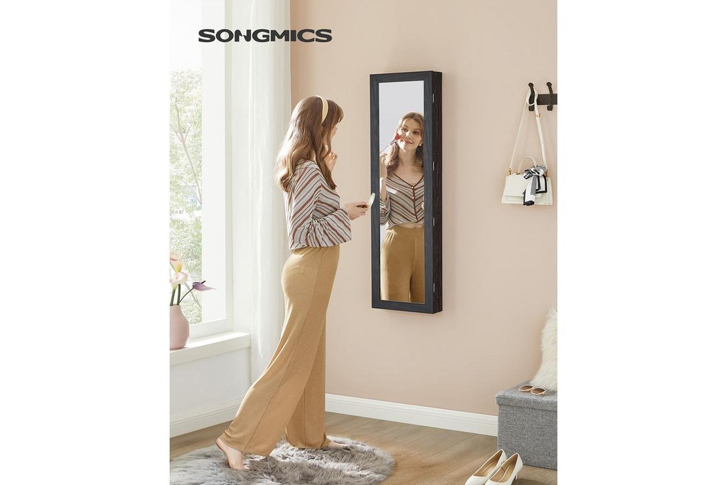 Songmics JJC093B01 Hanging Jewelry Cabinet with Mirror-2