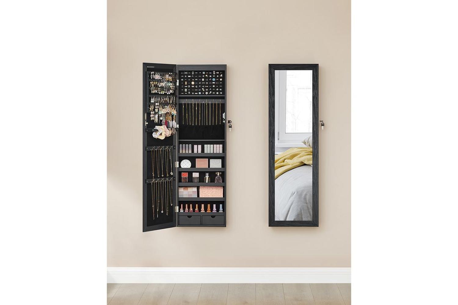 Songmics JJC093B01 Hanging Jewelry Cabinet with Mirror-5