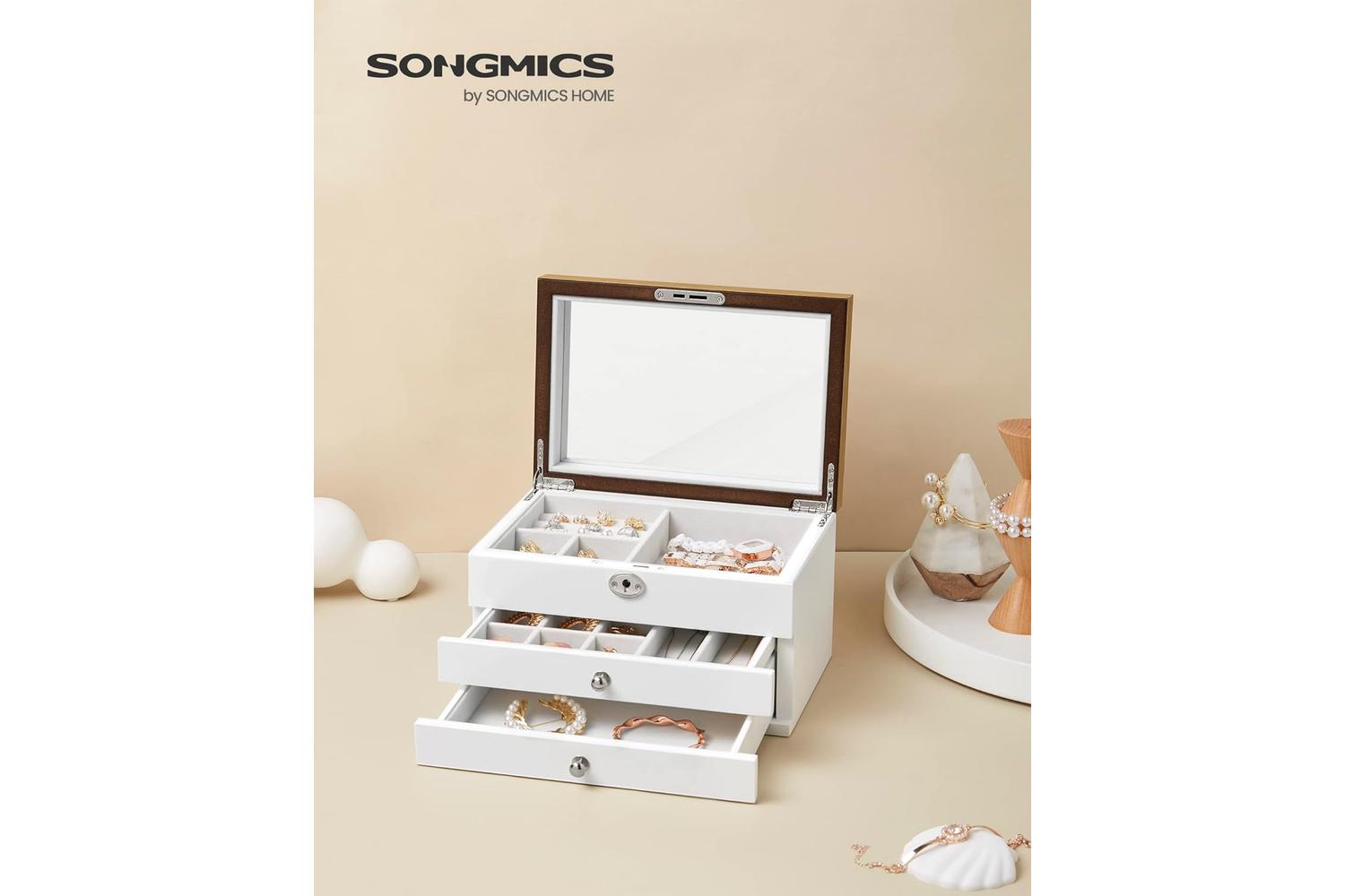 Songmics JOW15WNV1 Wooden Jewelry Box-2
